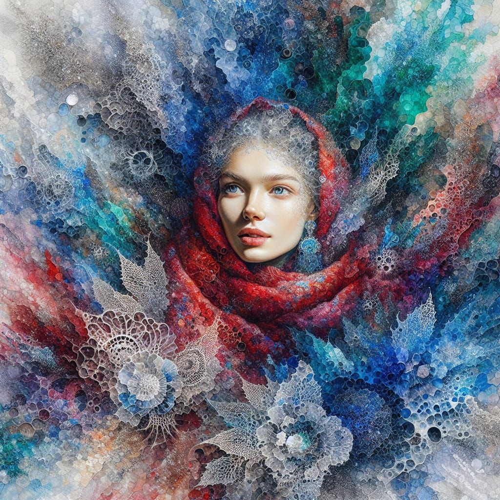 Intricate Portrait of a Girl in Ethereal Fabrics