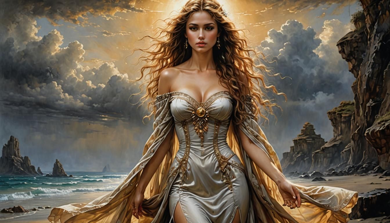 Radiant Woman in Oil Painting Style