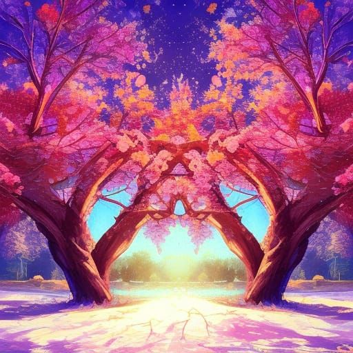 Apple Tree in Split Season Anime Style