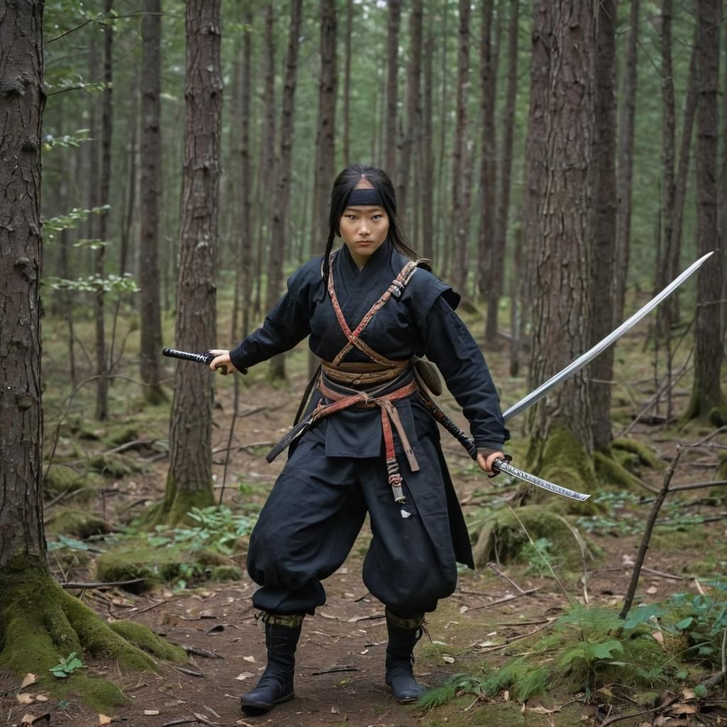 Komi Ninja Girl Sneaking Through Woods