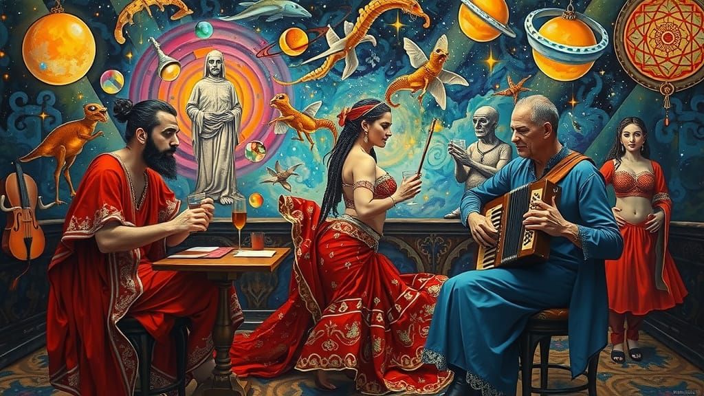 Psychedelic Sacred Geometry Utopia: Bosch and Haeckel Style