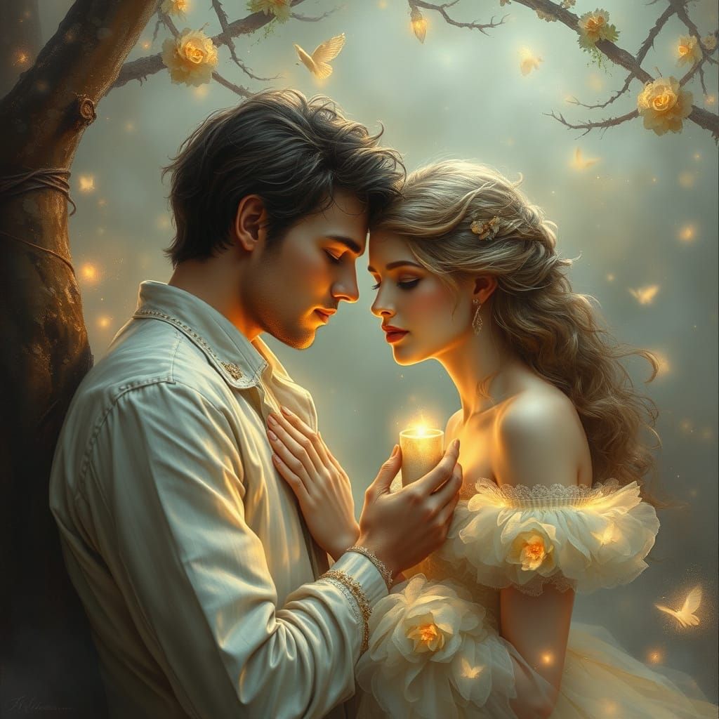 Ethereal Twin Souls in Enchanted Landscape