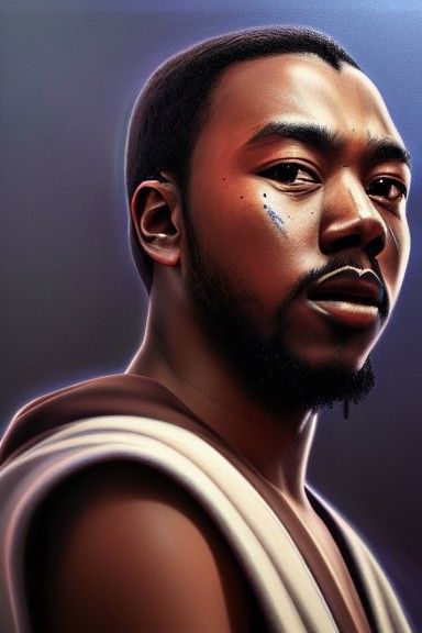 Kendrick Lamar as Jedi Knight in Hyperrealism