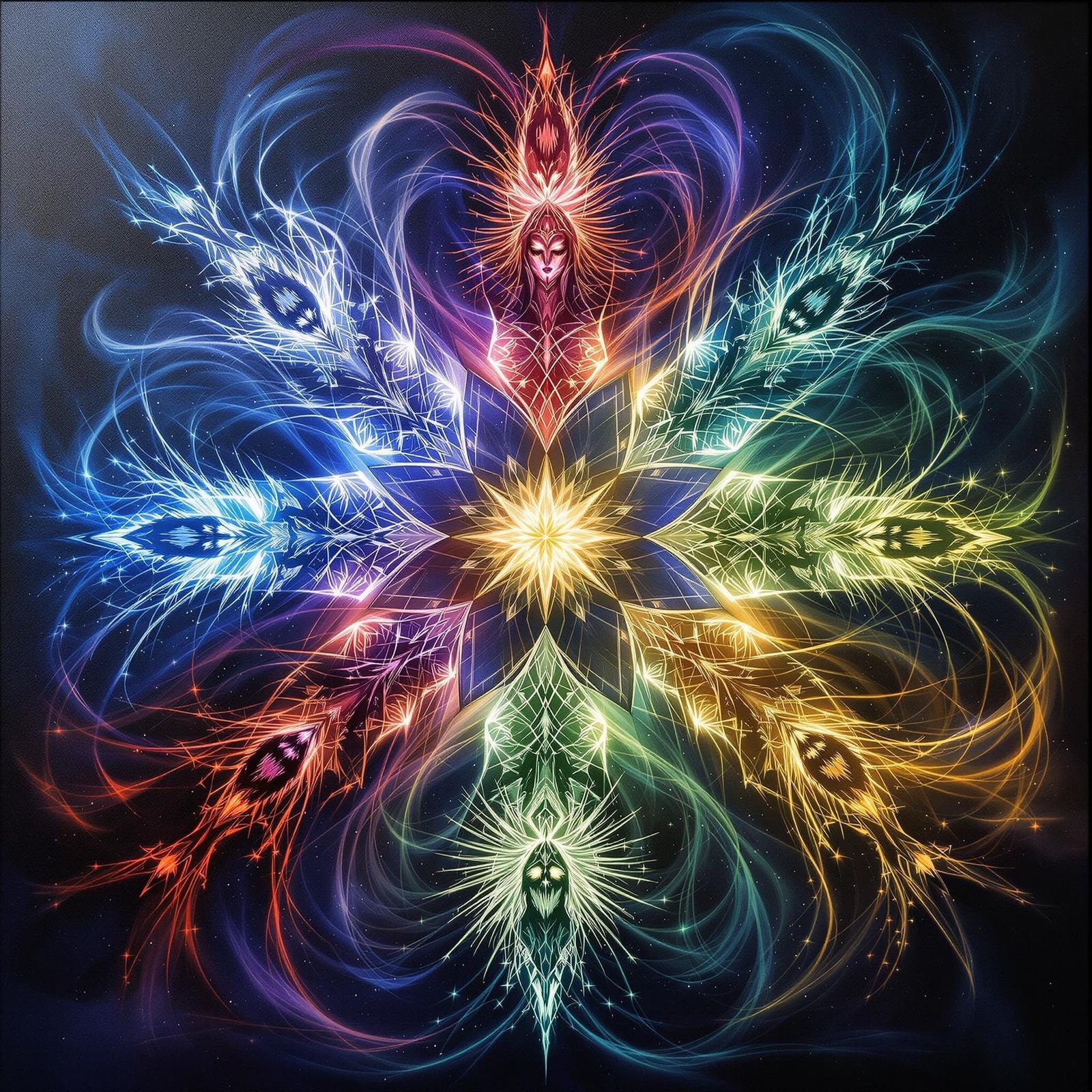 Spectral Sorceresses Kaleidoscope in a Dark Fantasy Style