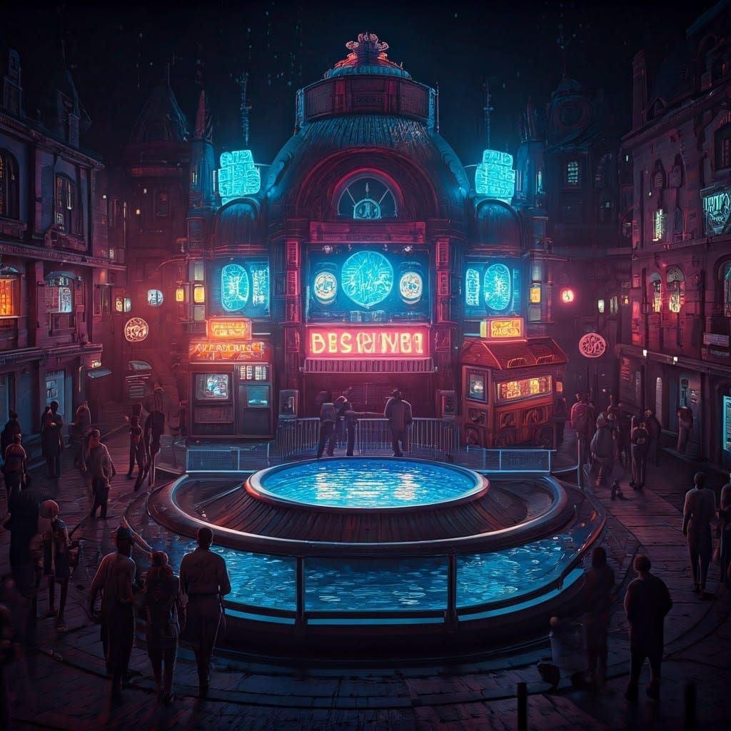 Epic Cyberpunk Night Market with Neon Splendor