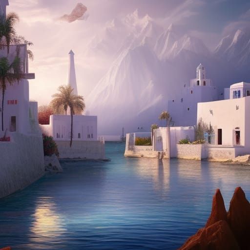 Sidi Bou Said Detailed Matte Painting