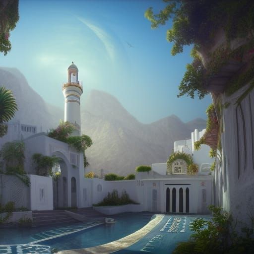 Sidi Bou Said: Detailed Matte Painting in Unreal Engine