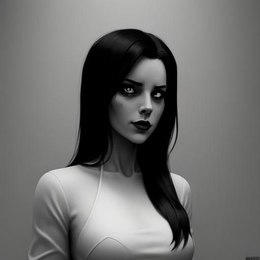 Sinister Black and White Portrait with Fine Lines