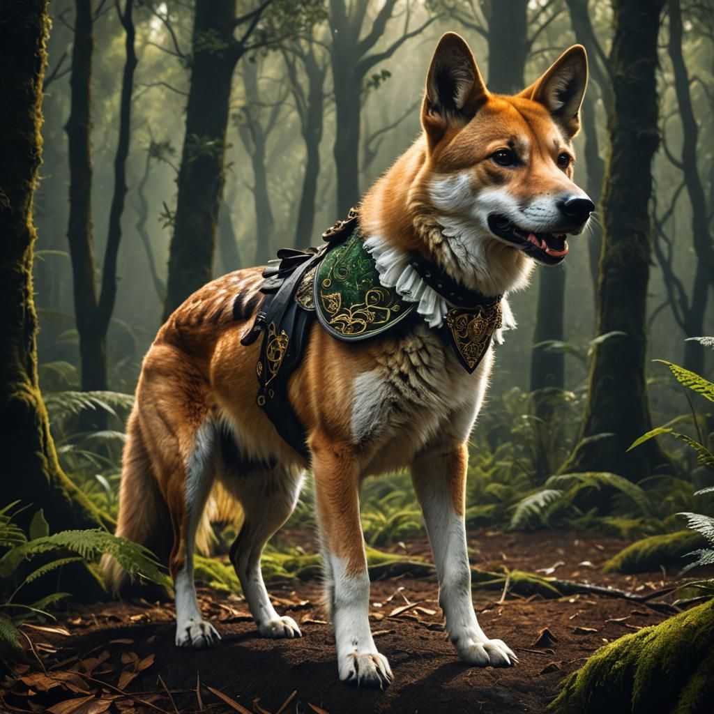 Dingo in Elizabethan Ruff, Renaissance-Inspired Digital Art