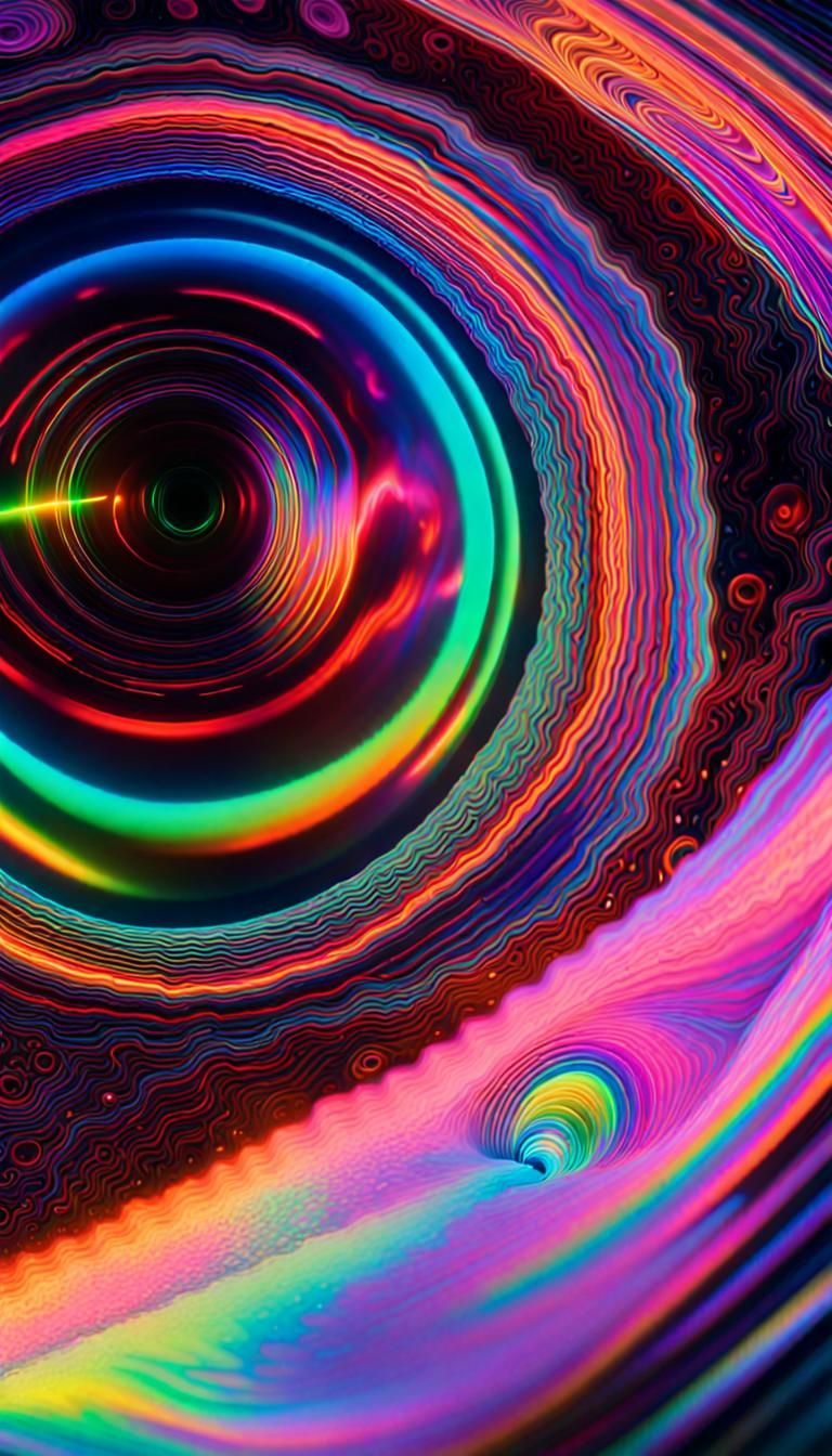 Iridescent Crystal Black Hole in Neon Maximalism
