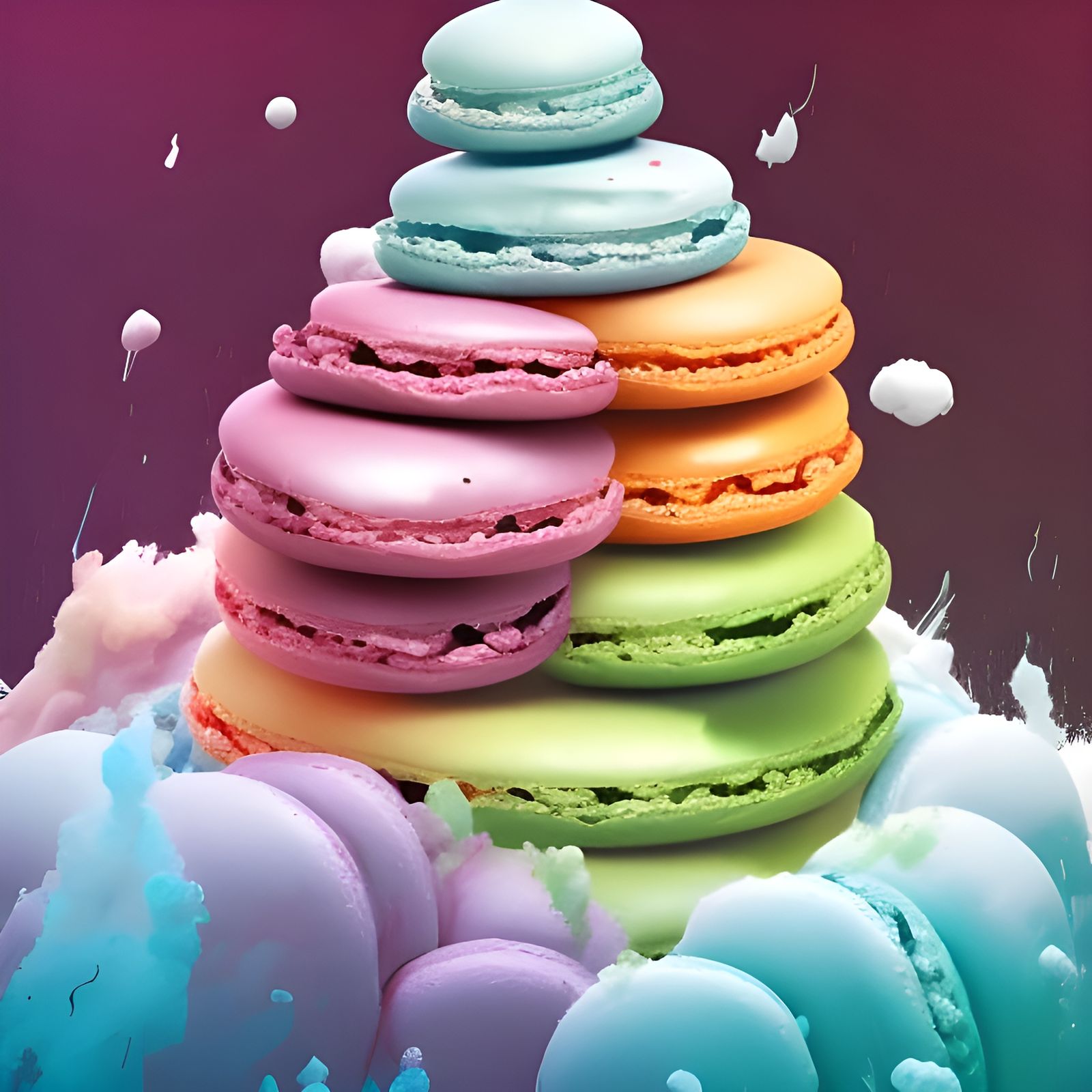 Colorful Macaroon Tower in Surreal Digital Art