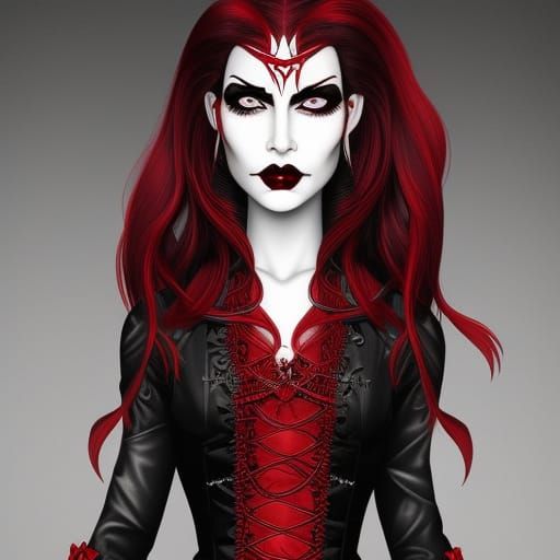 female vampire Queen b,w&red