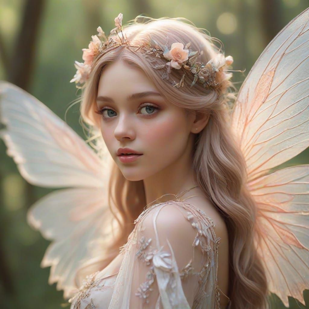 Ethereal Fairy in Forest Macro Photography