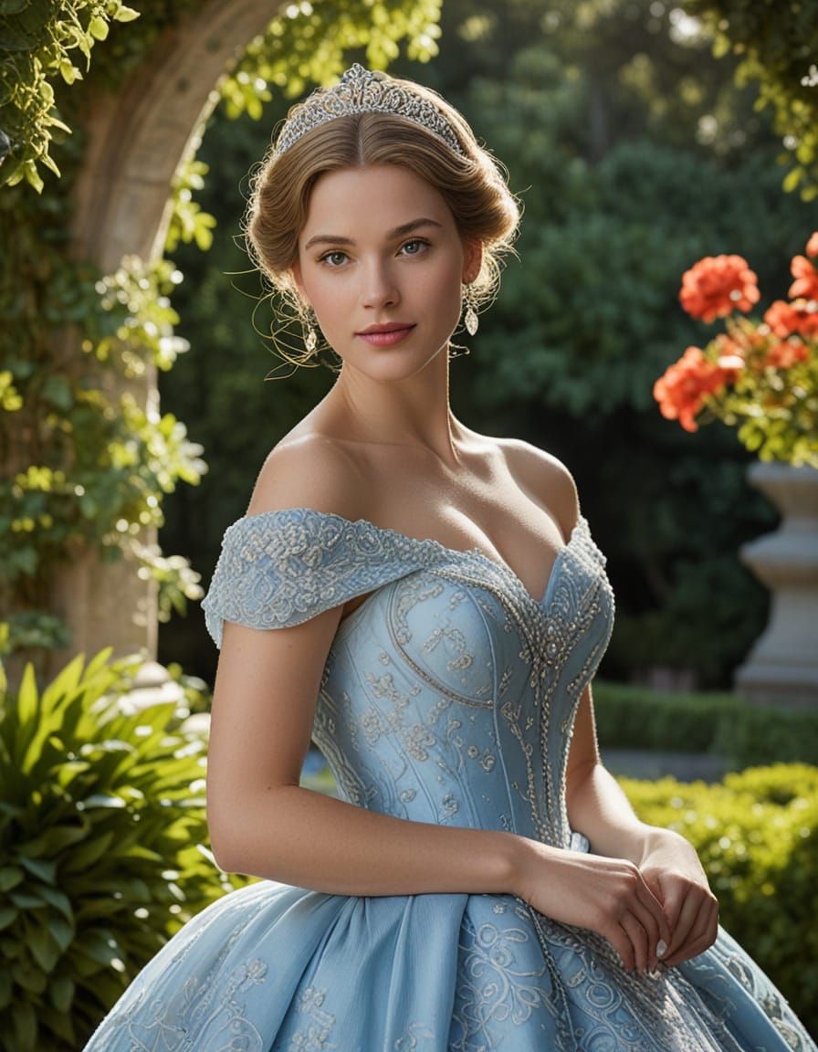 Elegant Princess in Vibrant Garden, Captured with Profession...