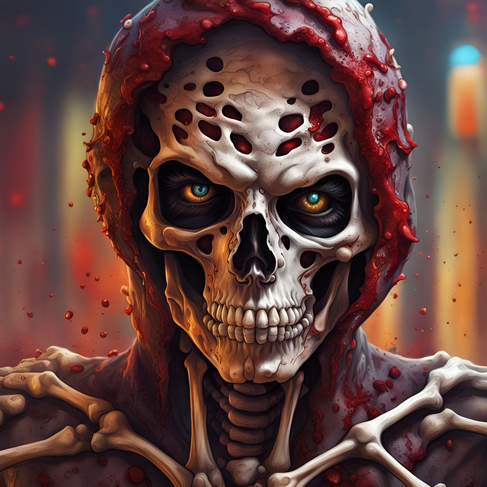 Detailed Skeleton Makeup Portrait in Hyperrealistic Style