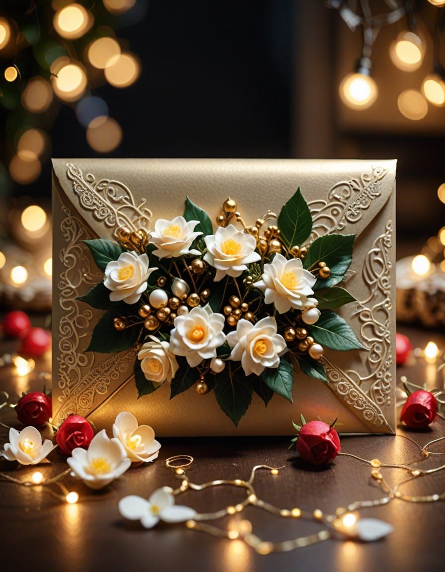 Whimsical Valentine's Day Envelope in Oil Painting Style