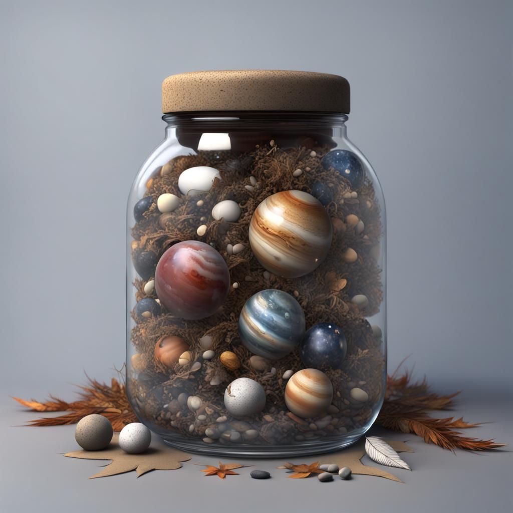 Glass Jar Filled with Universe, Medieval Style