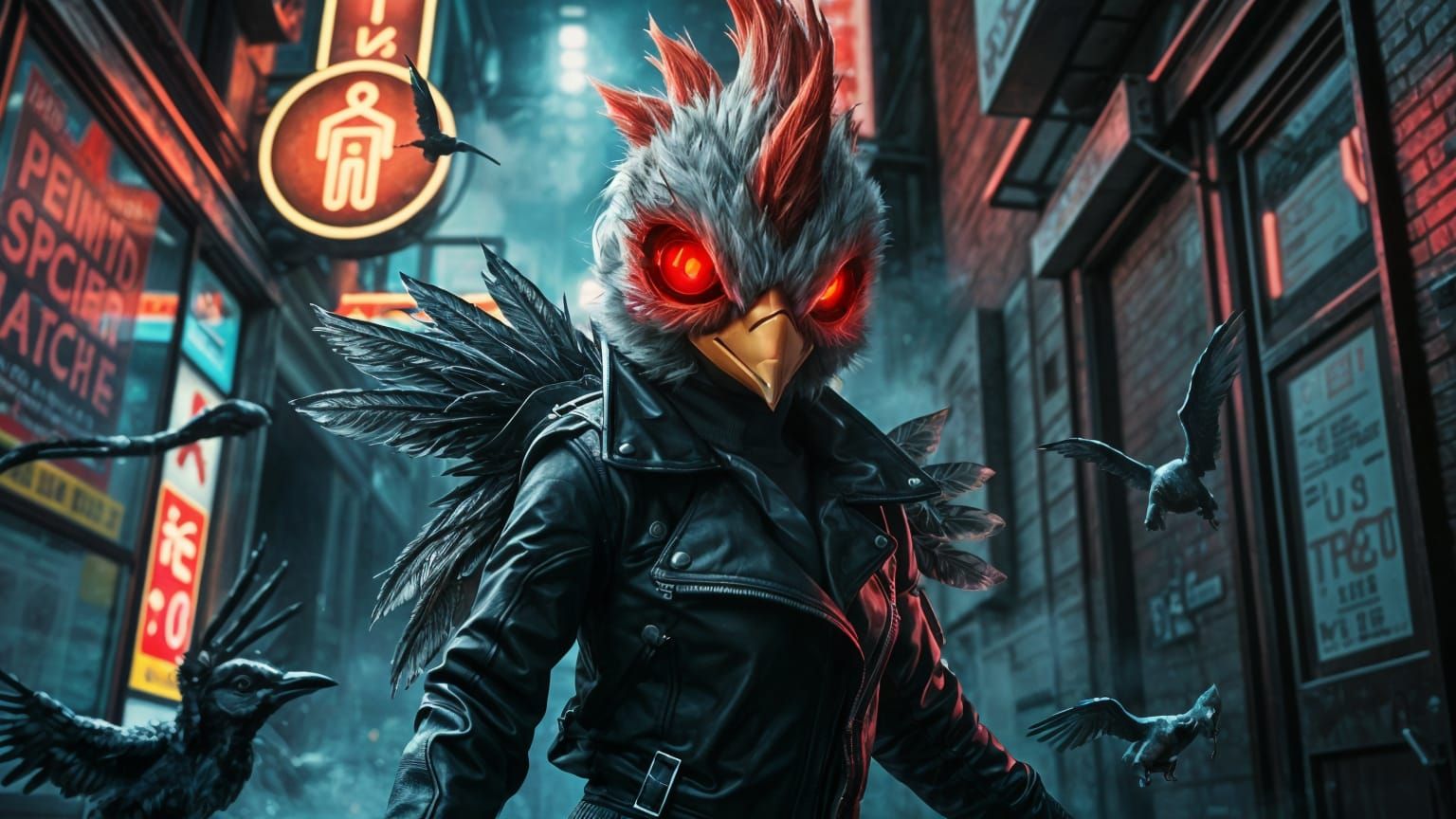Cyberpunk Chick in Dystopian City Alley