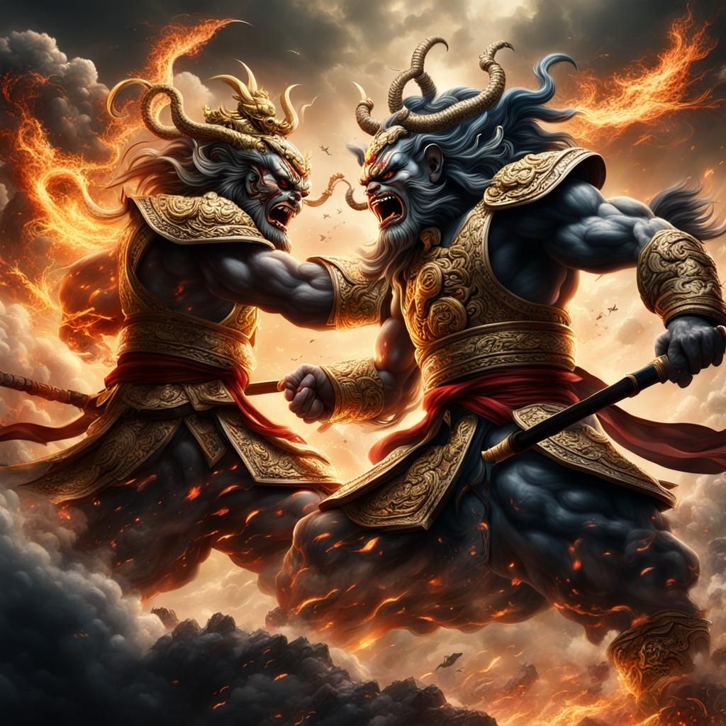 Raijin and Fujin Clash in the Heavens