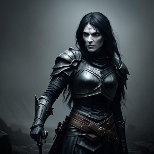 Dark Fantasy Thief in Cavern with Glowing Eyes