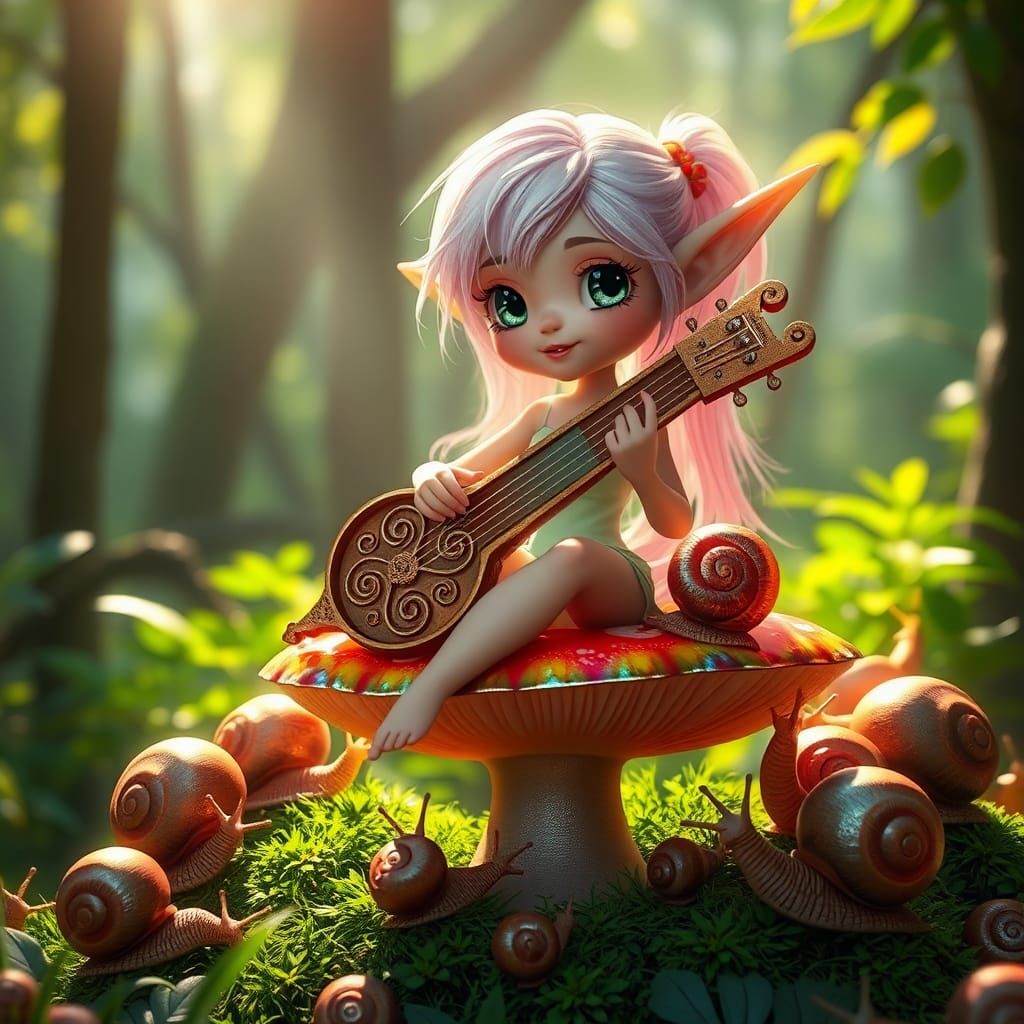 Elf's Forest Concert: A 3D Anime Art Piece