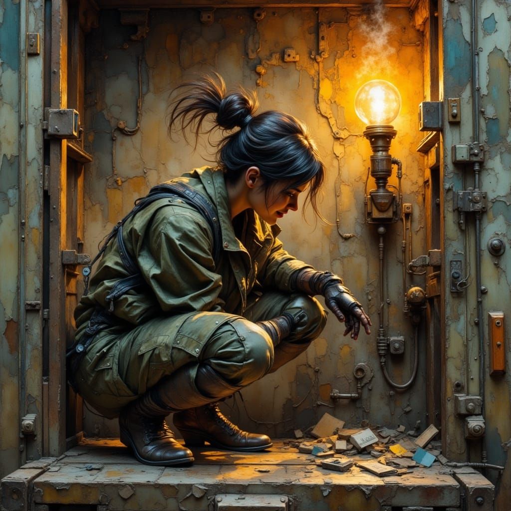 Cyberpunk Smuggler in Oil Painting Style