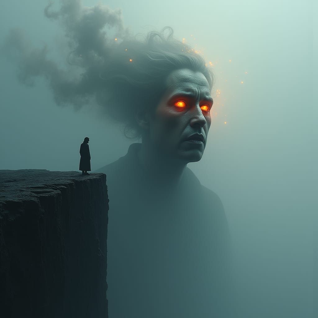 Desolate Figure at the Edge of Nothingness