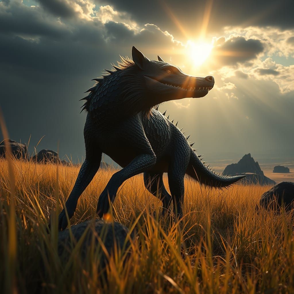 Surreal Grasslands Creature Unveils Its Scaly, Furry Form