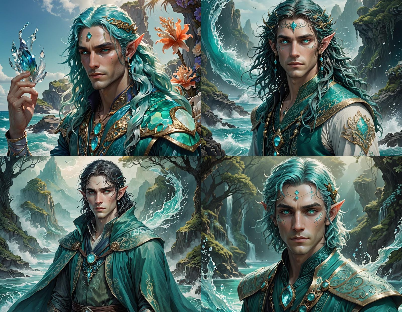 Half-Elf Water Warlock in Cel-Shaded Digital Art