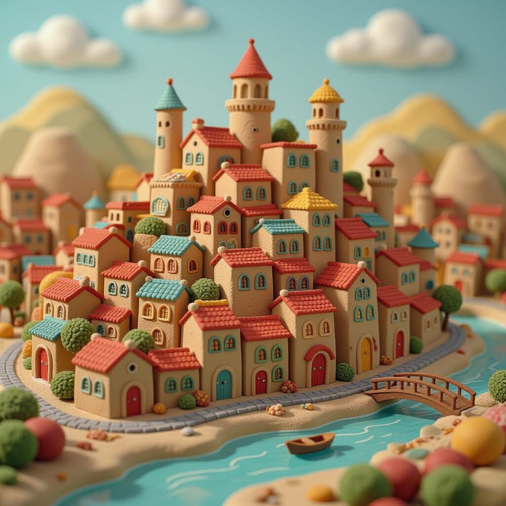 Colorful Clay City: A Detailed Mud Metropolis