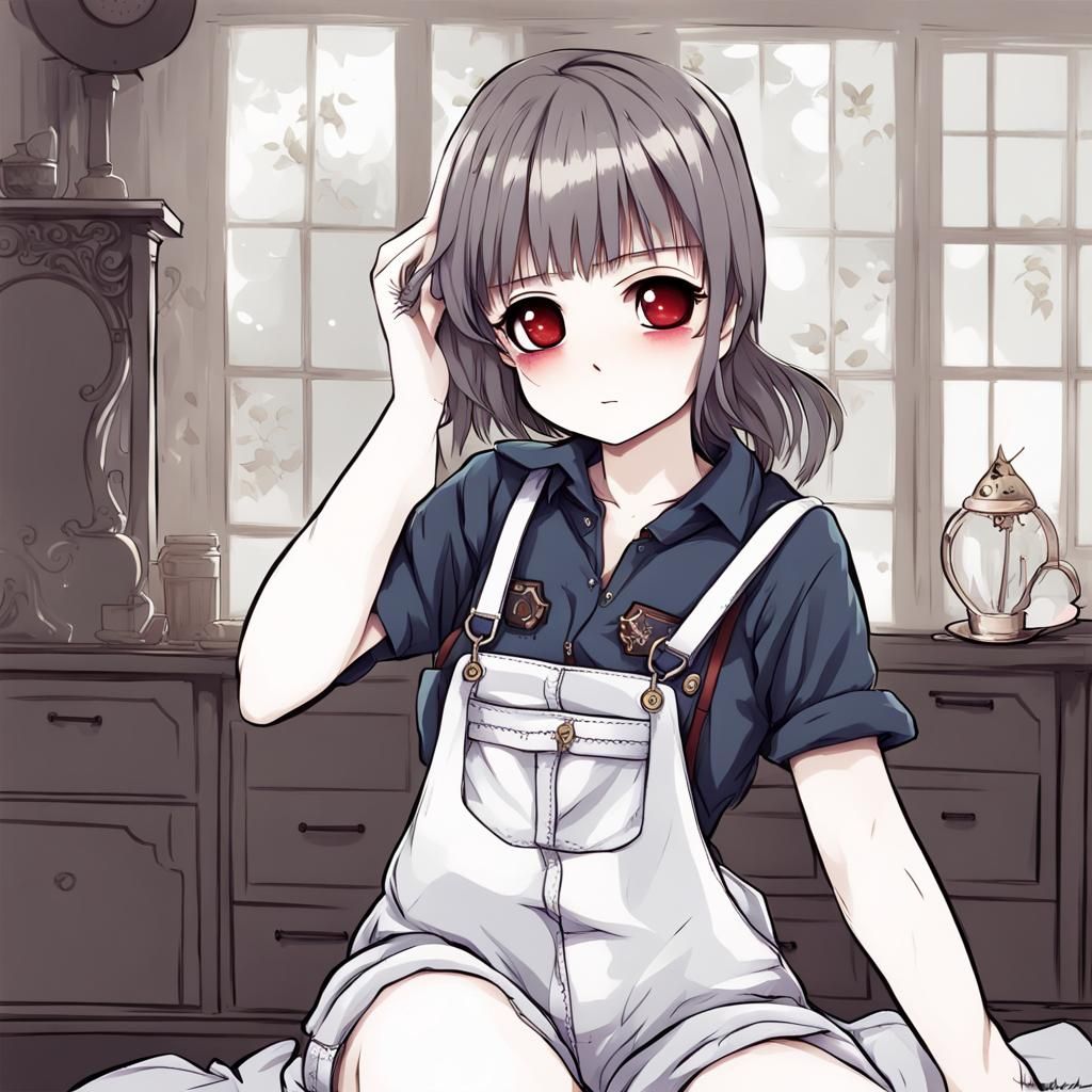 Anime Vampireress in Overalls, Manga Style