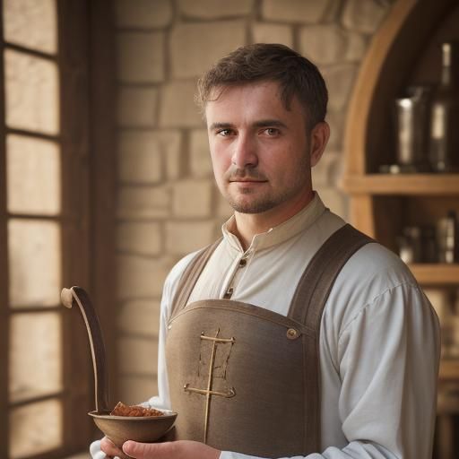 Medieval French Innkeeper Portrait in Natural Lighting