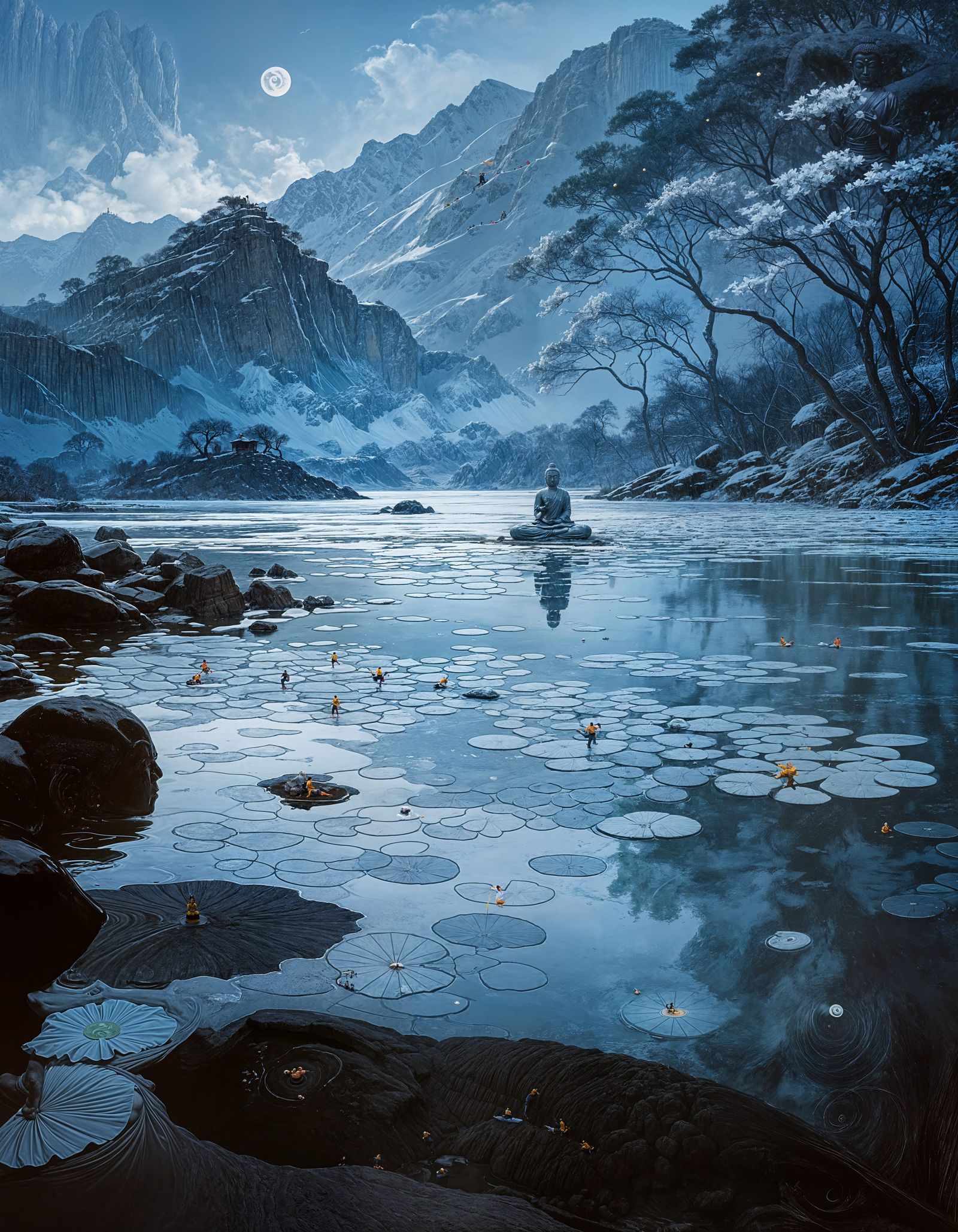 Buddha in Yin Yang Symbol