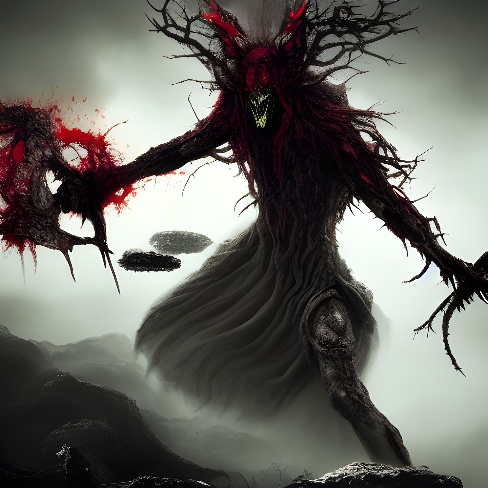 Hyperrealistic Wraith Wielding Death in Cavern