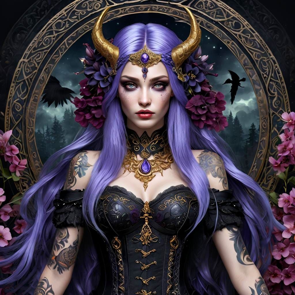 Sublime Dark Goddess in a Gothic Wonderland