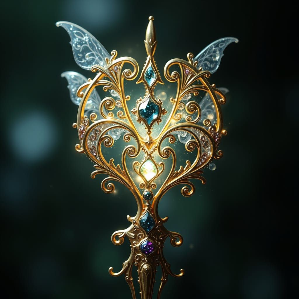 Ethereal Fae Sceptre Illuminated by Lunar Glow