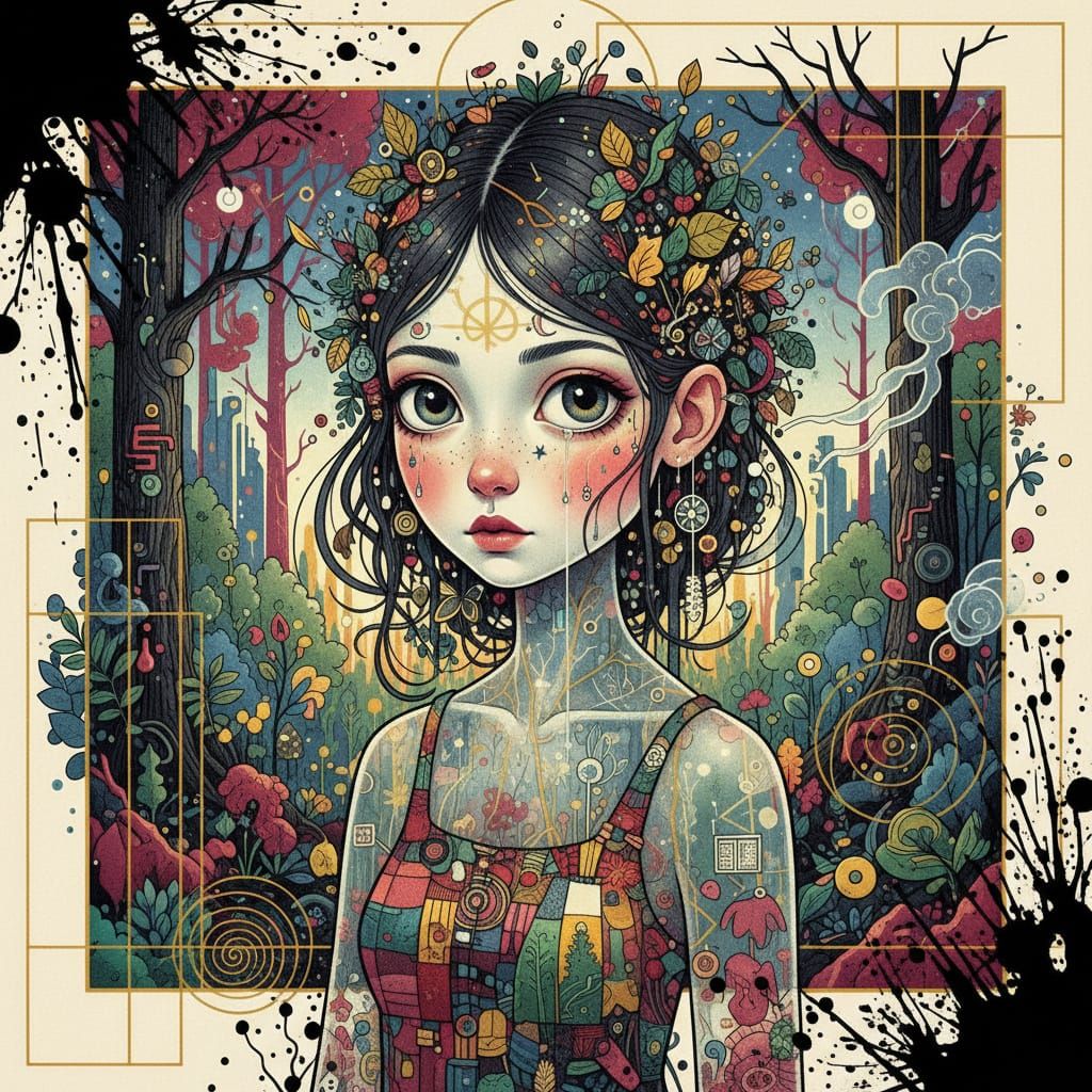 Hyper Cute Lady Portrait in Pop Surrealism Style