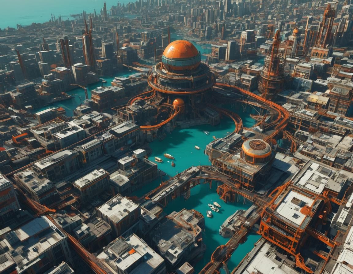 Exoplanet Gravity Anomaly in Sci-Fi Harbor District