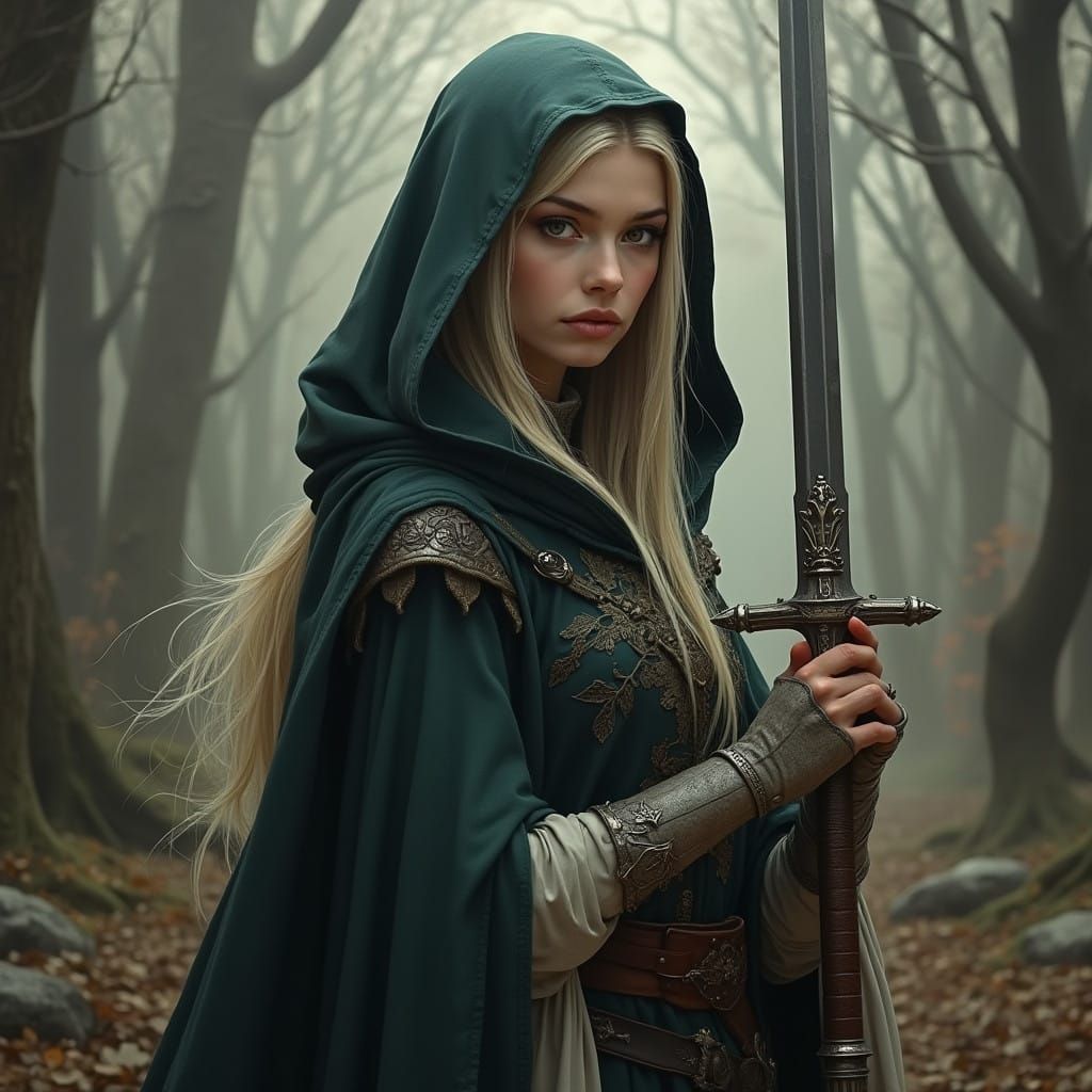 Elegant Female Elf in Medieval Regalia