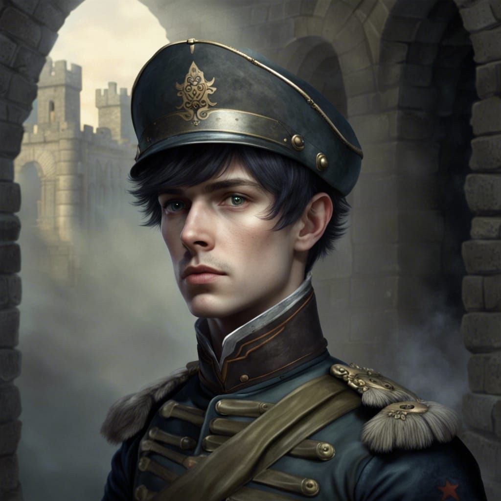 Civil War Soldier in Castle: Ethereal Fantasy Image
