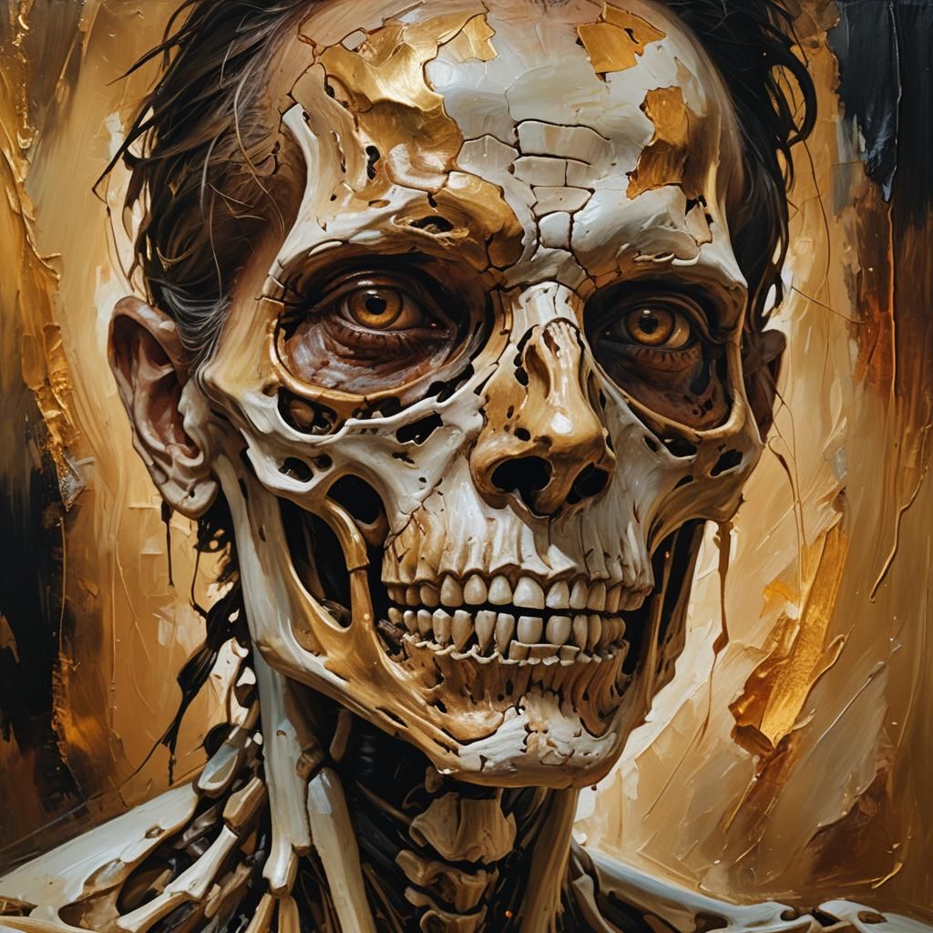 Humanoid Portrait with Zygomatic Bone as Oil Painting
