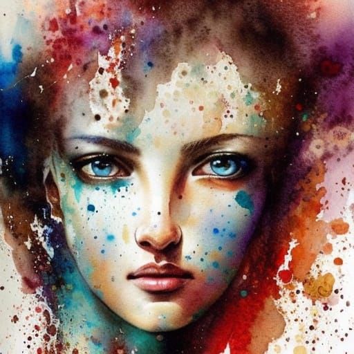 Watercolor Portrait of Greek Goddess in Muted Colors