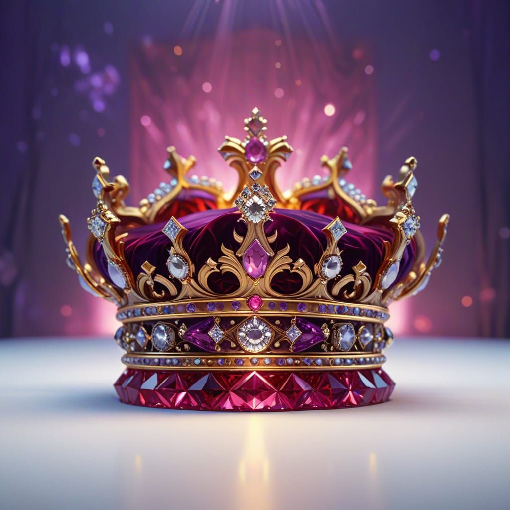 Intricate Royal Crown on Pedestal with Ethereal Glow