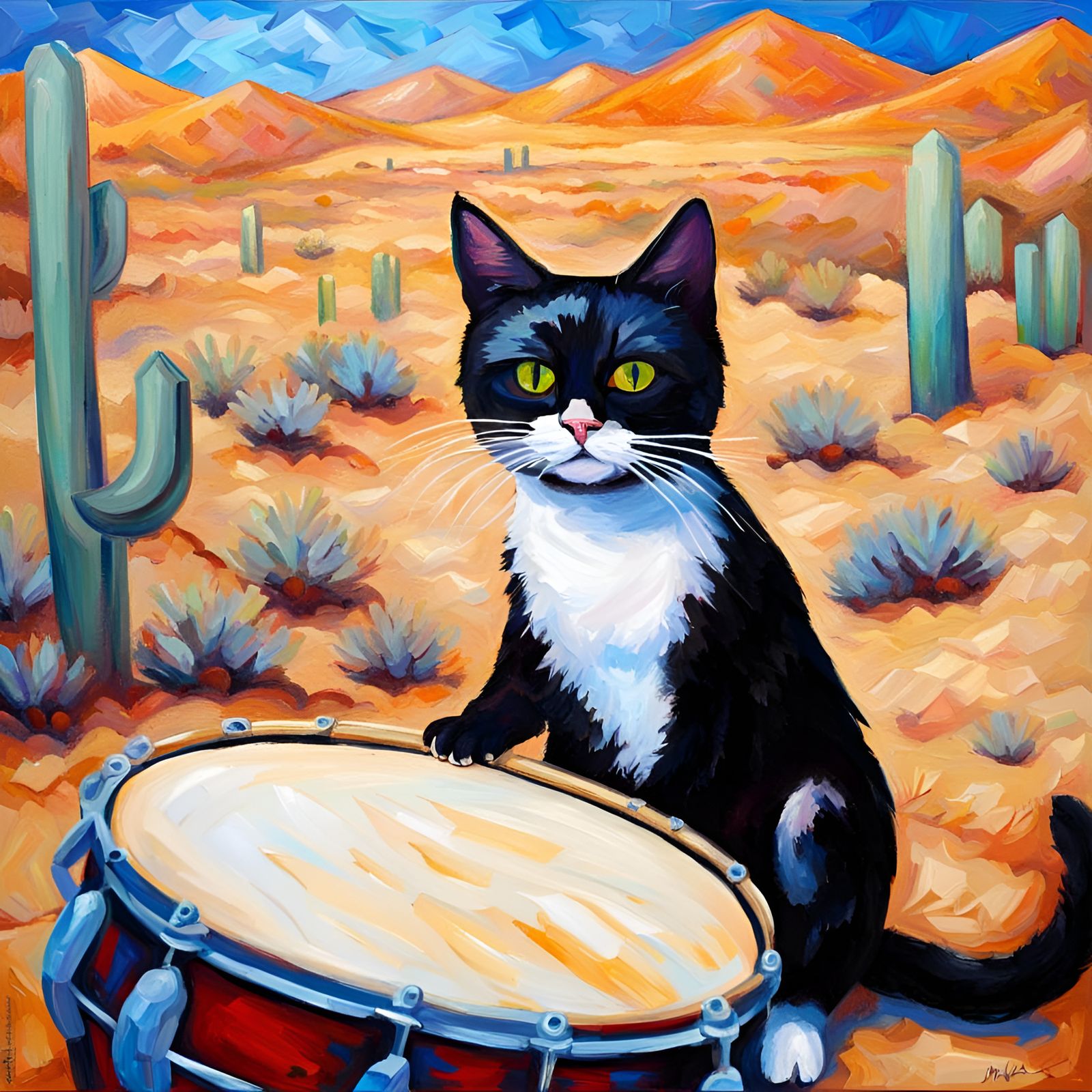 Black white colored cat