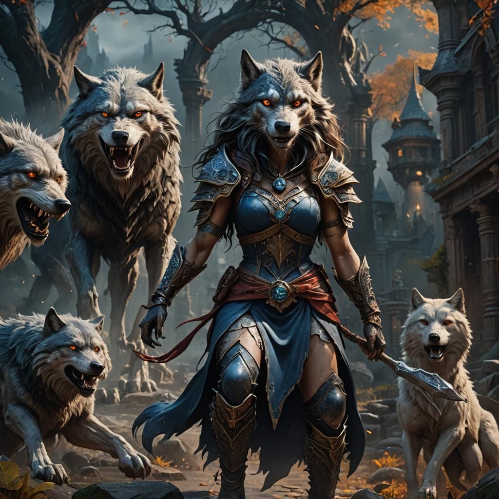 Beautiful Woman's Werewolf Transformation: Detailed Matte Pa...