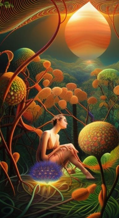 Venus Flytrap in Mycelium Network, Detailed Render