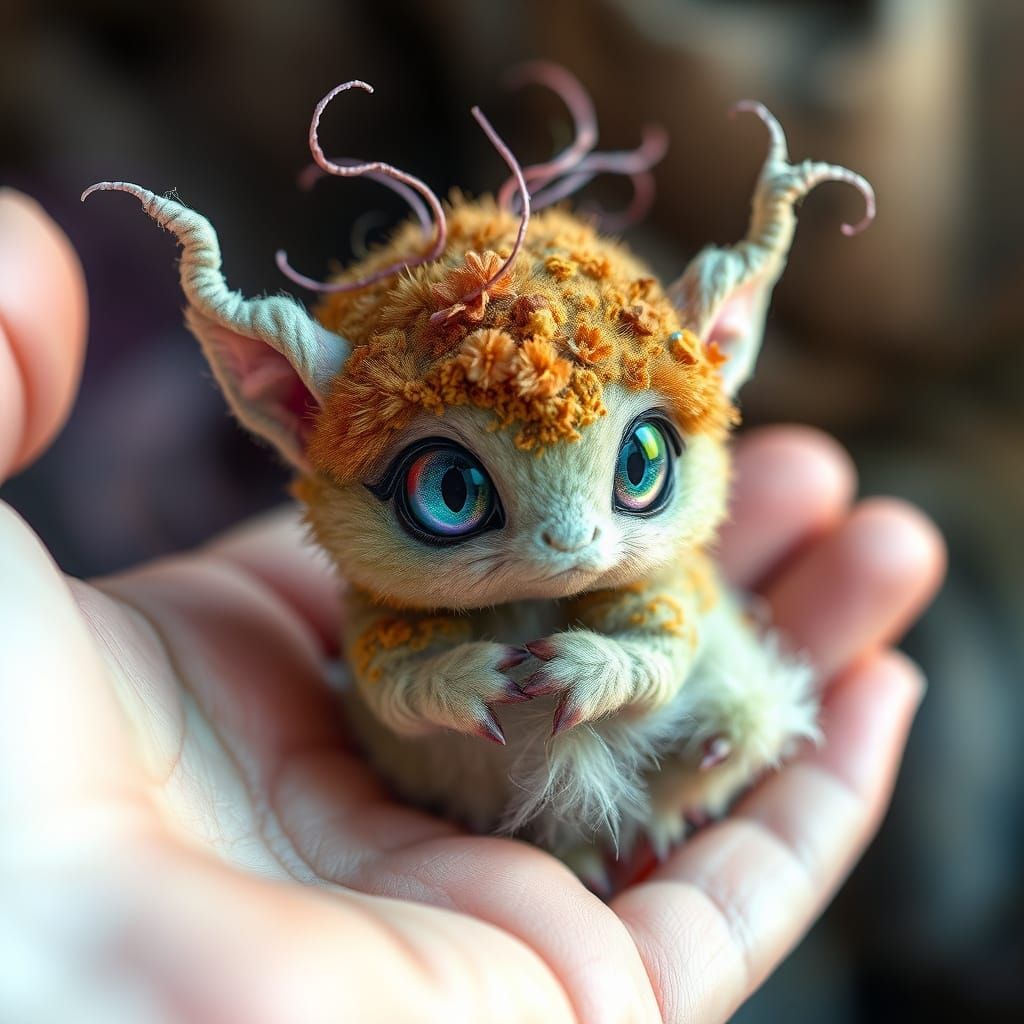 Whimsical Mythical Creature in Terracotta and Sage