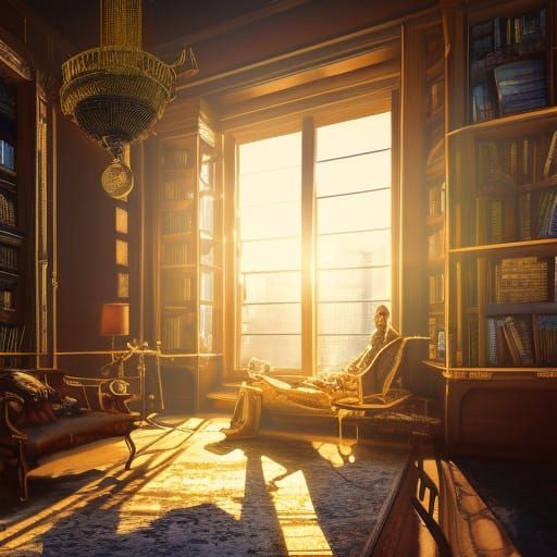 Luxurious Penthouse Interior in Golden Hour Light