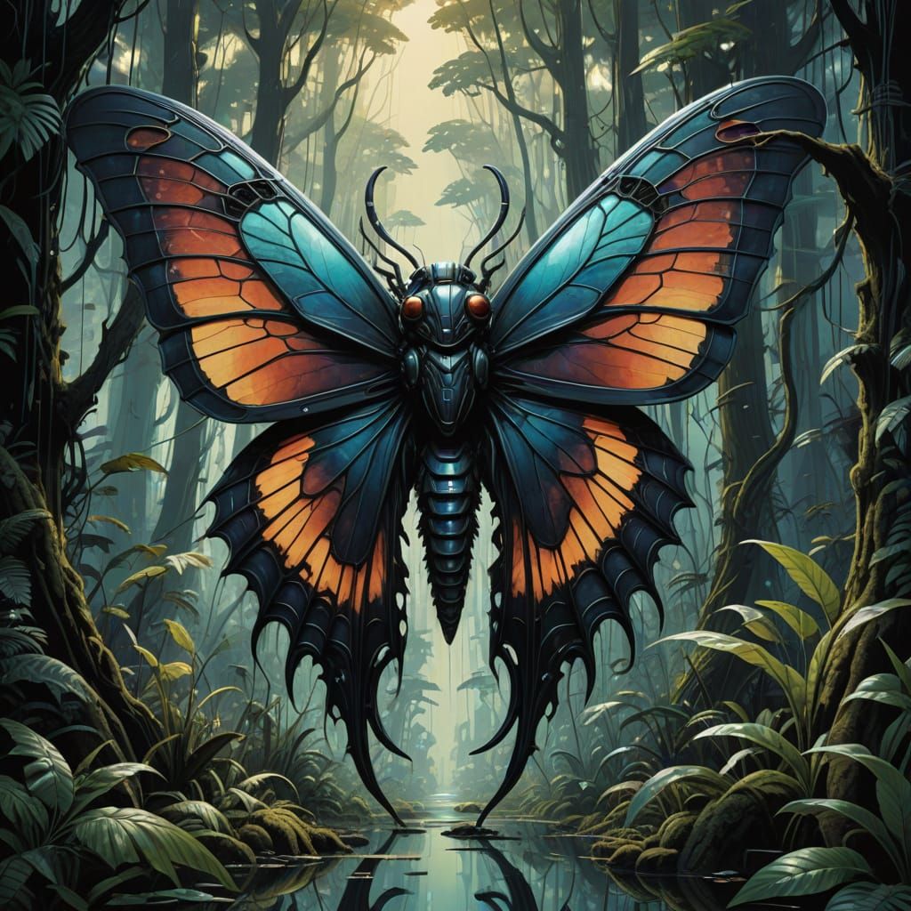 Glowing Kaiju Moth Emerges from Jungle