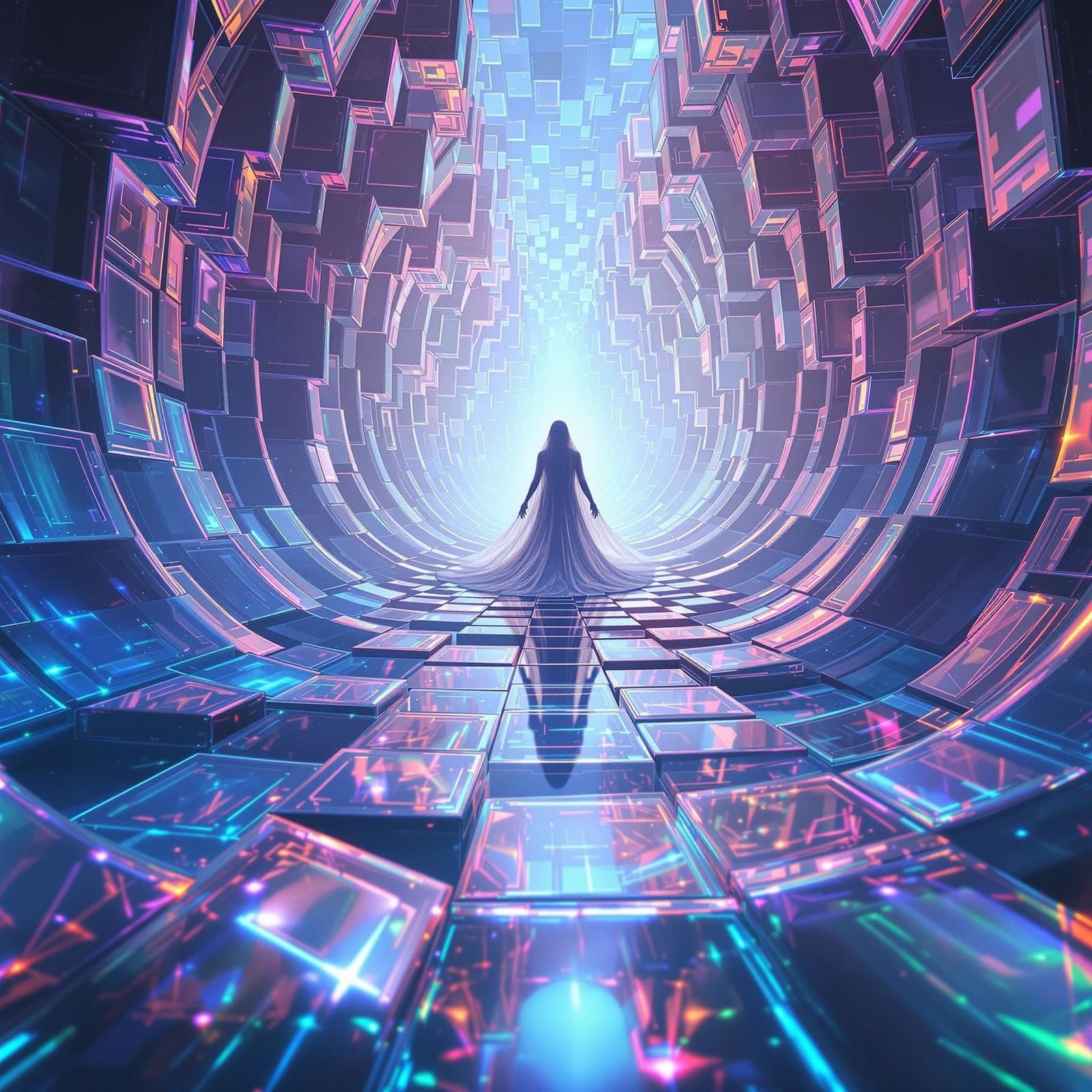 Mystical Entity Emerges from Shimmering Holographic Maze